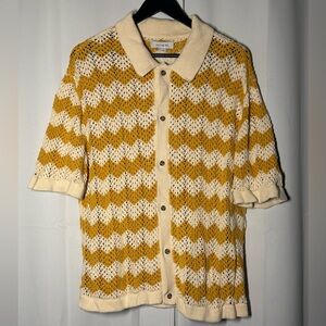 Cotton On Chevron Knit Cardigan in Mustard and Cream